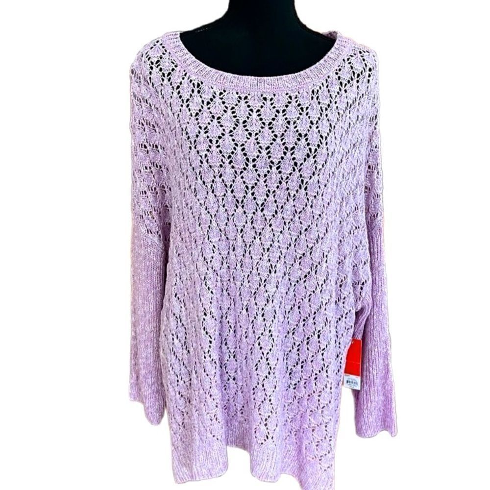 New with tags EVRI lilac pointelle pullover sweater, size 3X